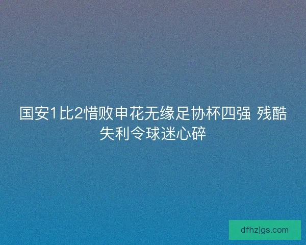 国安1比2惜败申花无缘足协杯四强 残酷失利令球迷心碎 国安1比2惜败申花无缘足协杯四强 残酷失利令球迷心碎