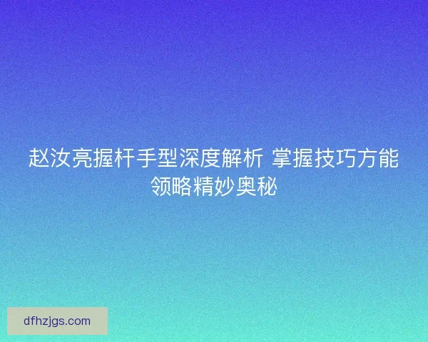 赵汝亮握杆手型深度解析 掌握技巧方能领略精妙奥秘