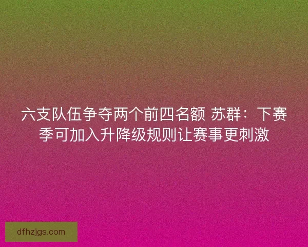 六支队伍争夺两个前四名额 苏群:下赛季可加入升降级规则让赛事更刺激 六支队伍争夺两个前四名额 苏群:下赛季可加入升降级规则让赛事更刺激